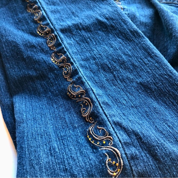 Roz & Ali Embroidered Embellished Jeans SZ 10 - Picture 6 of 14